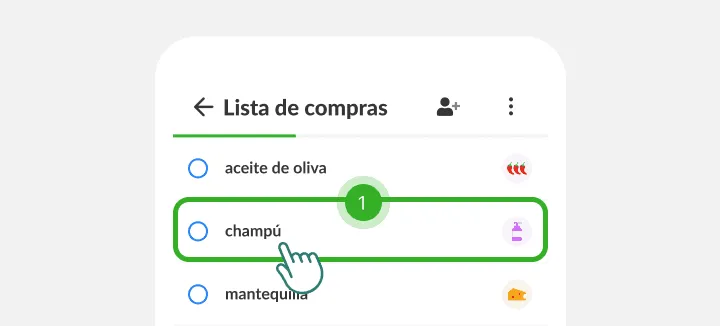 Un dedo toca el champú entre el aceite de oliva y la mantequilla en una lista