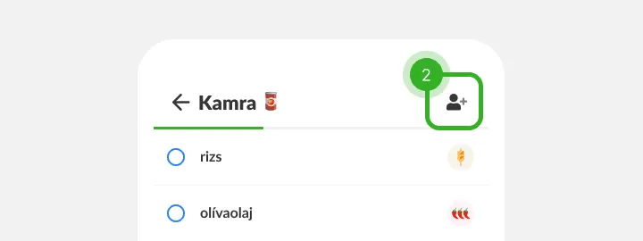 A Kamra lista fejléce, a felső sarokban kiemelt személy hozzáadása ikonnal