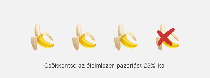 Négy hámozott banán sorban, az utolsó pirossal áthúzva