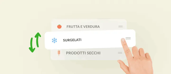 Un dito sposta la categoria Surgelati tra frutta e prodotti secchi