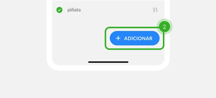Fundo de uma lista com um item marcado e um botão azul como passo dois