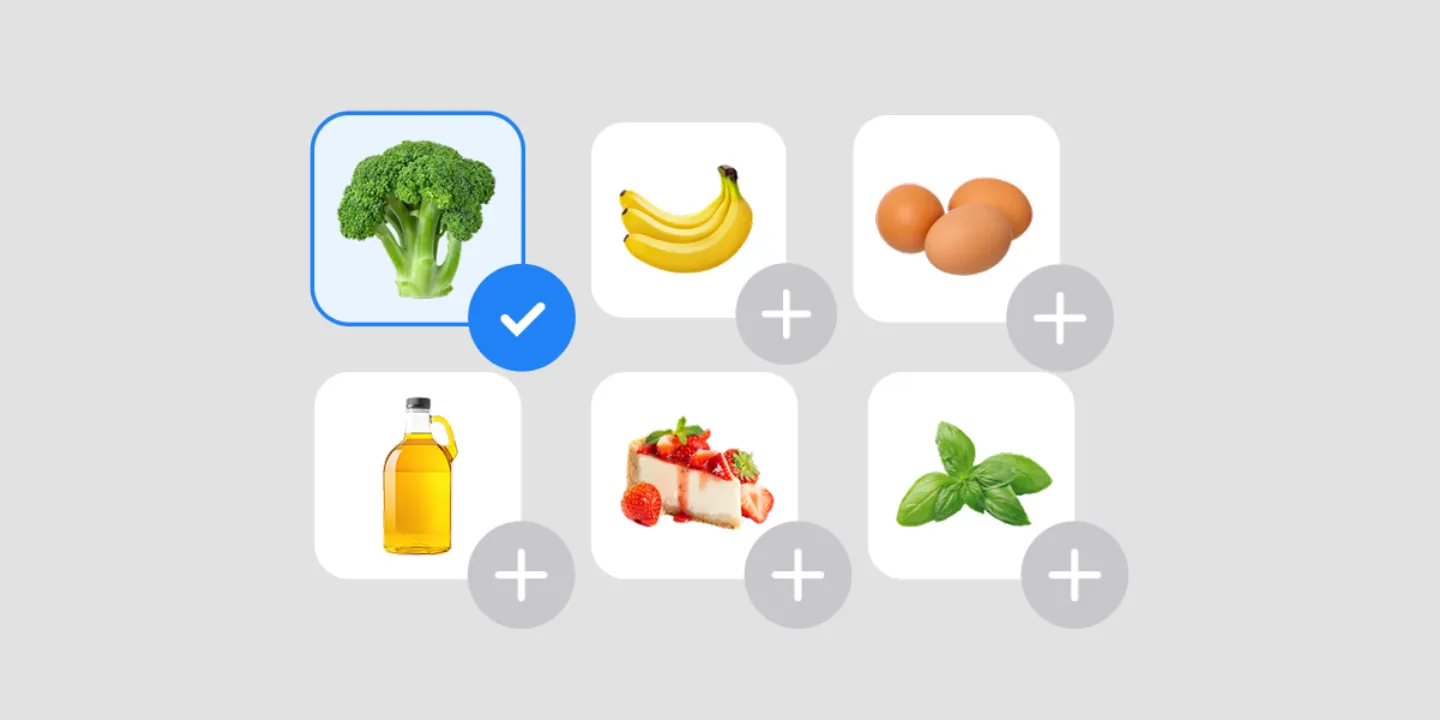De visuele productcatalogus van Listonic, met productfoto’s per categorie