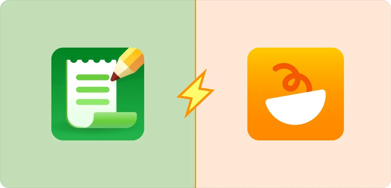 Iconos de Listonic y Samsung Food uno al lado del otro, separados por un rayo