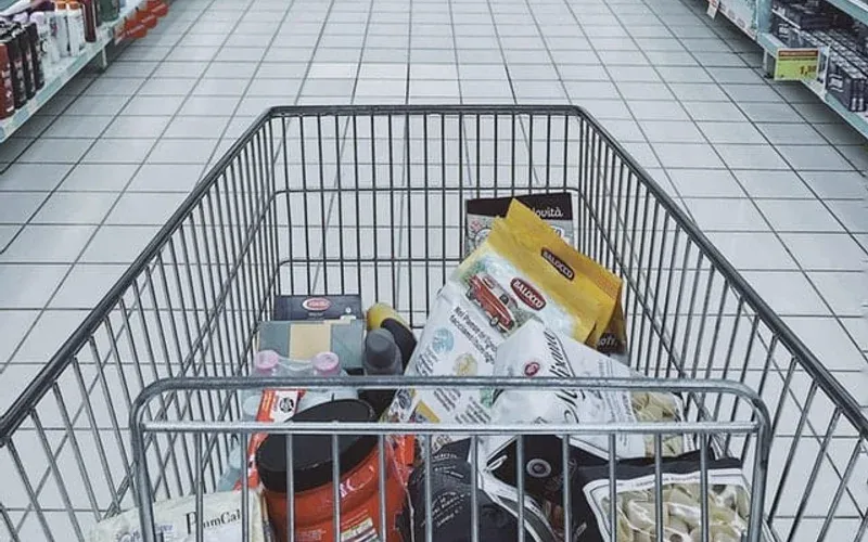 A photo illustrating a weekly shopping list for a family