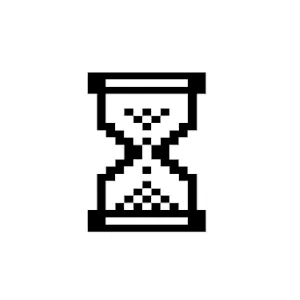 Sablier en pixels noir et blanc