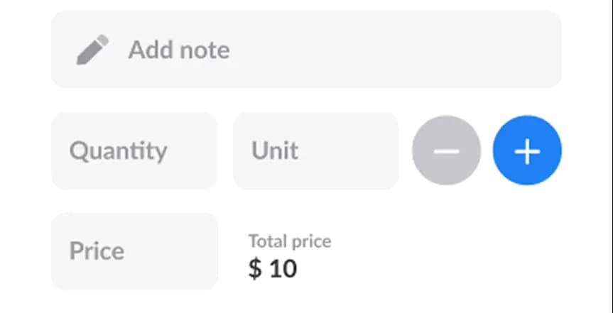 Adicione quantidades, notas e fotos