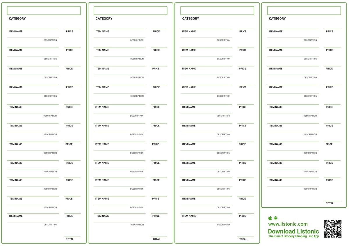 make your own printable grocery list template listonic