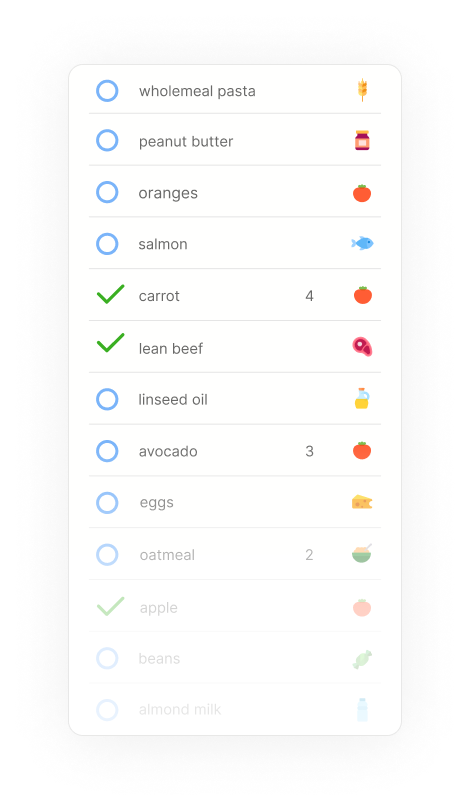 healthy grocery list mobile