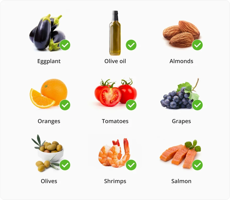 Foods to eat on a Mediterranean Diet